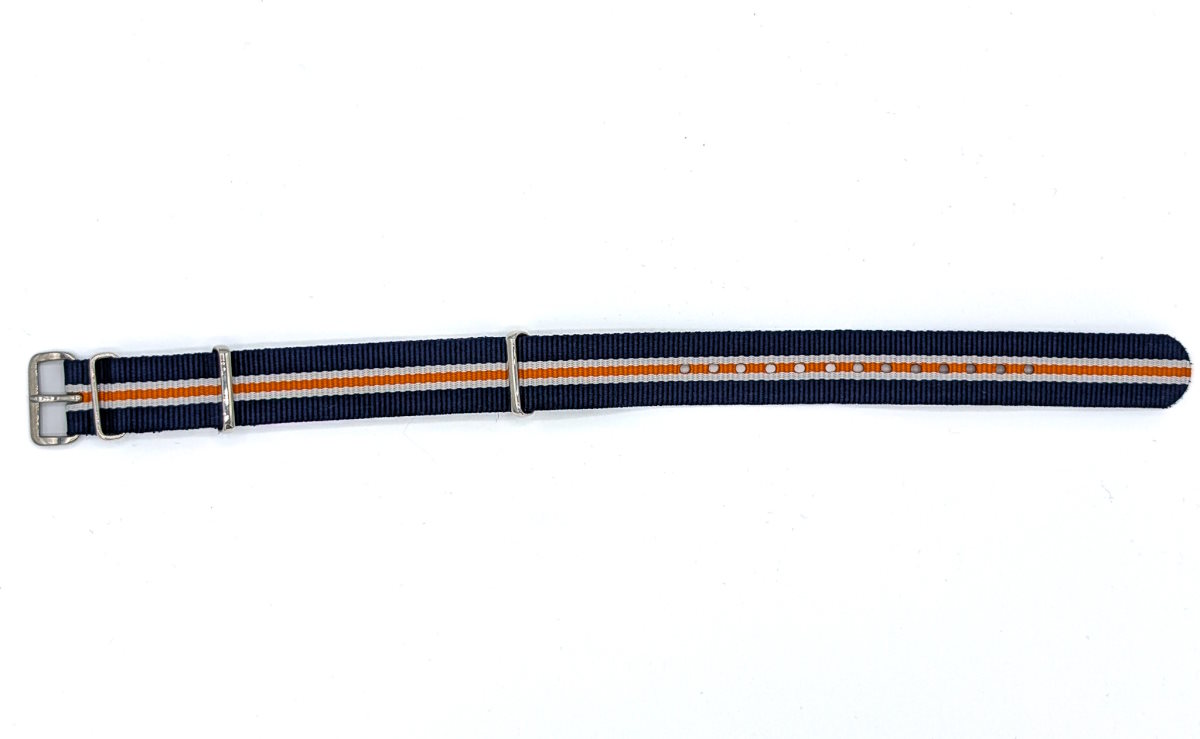 BNMBBO Bracelet NATO Marine Bleu Blanc Orange