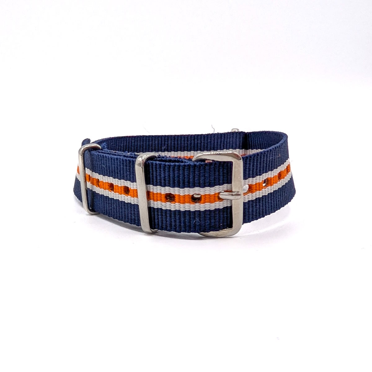 Bracelet NATO Marine bleu, blanc et orange BNMBBO