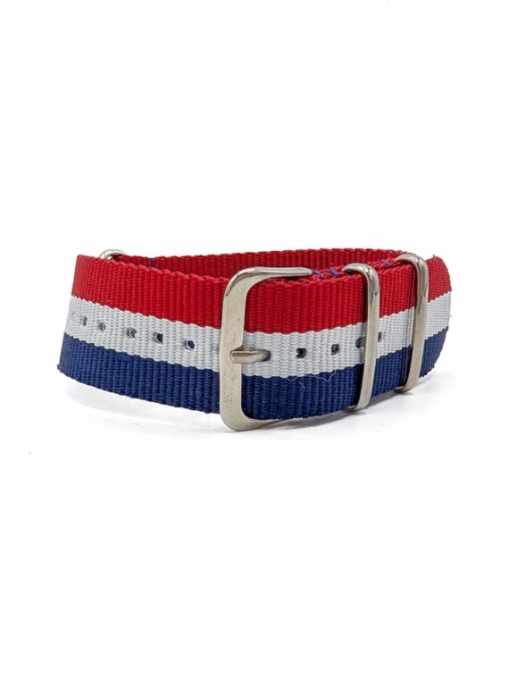 Bracelet NATO Tendance bleu, blanc et rouge