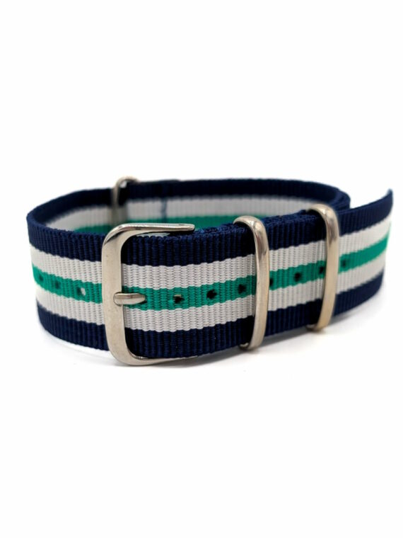 Bracelet NATO Tendance bleu, blanc et vert