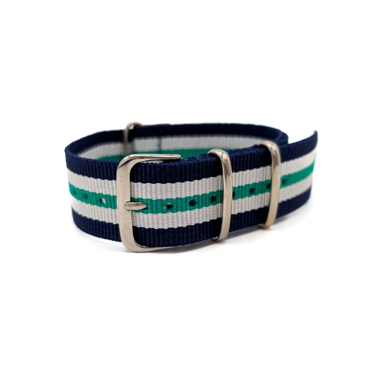 Bracelet NATO Tendance bleu, blanc et vert