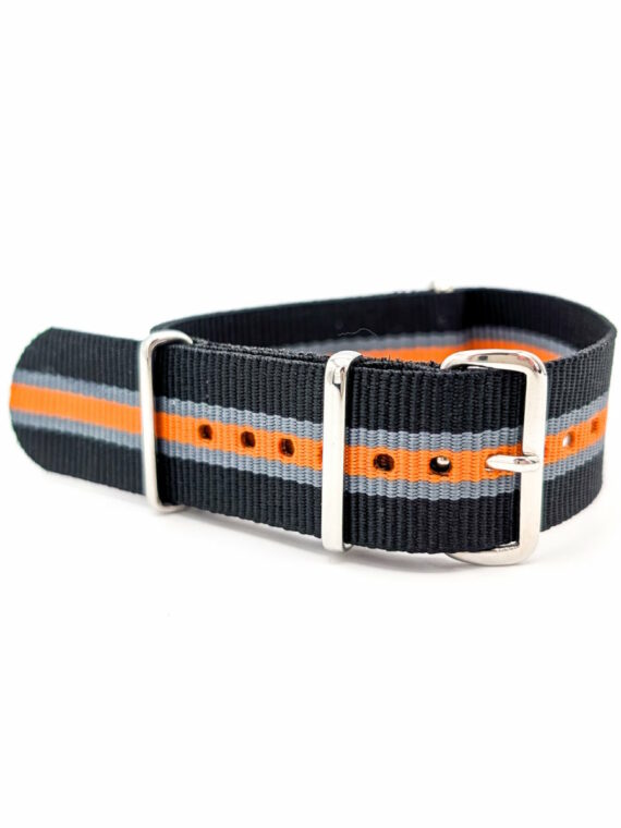 Bracelet NATO Tendance noir, gris et orange