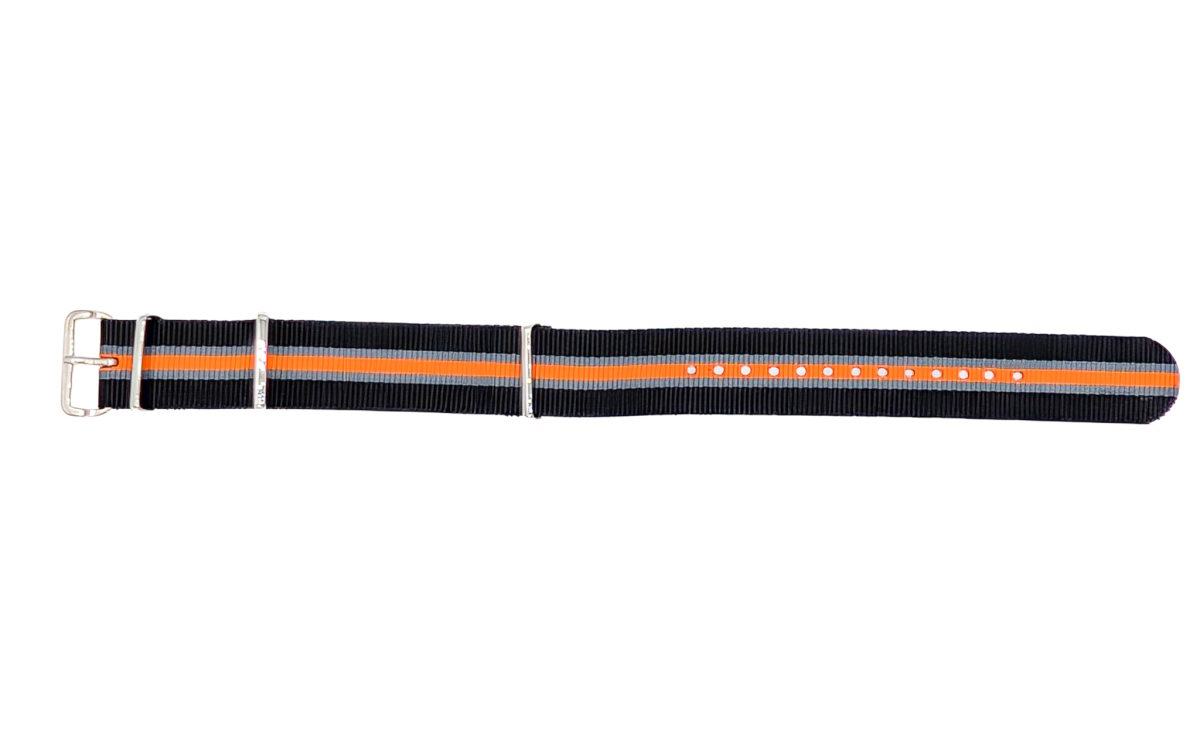 Bracelet NATO Tendance noir, gris et orange BNTNGO