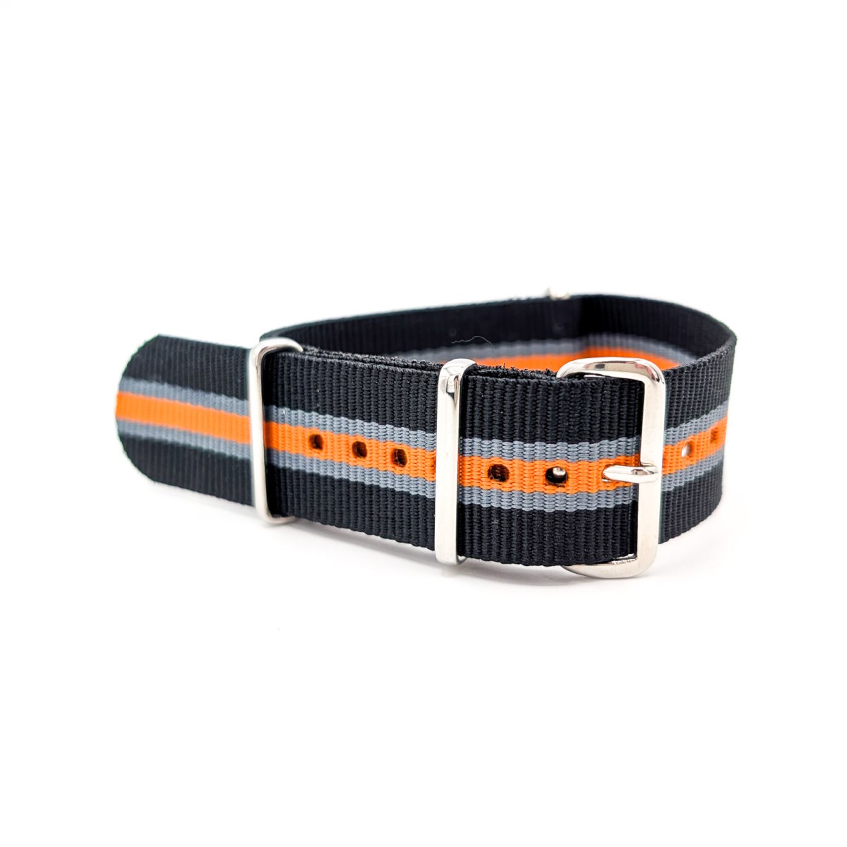 Bracelet NATO Tendance noir, gris et orange