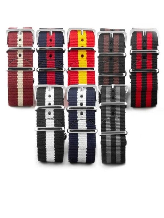 Bracelet de montre ABP Concept Nato en nylon et tissu à rayures bicolores